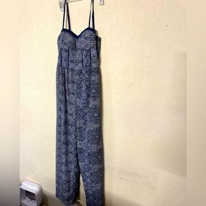NWOT Blue and White Band of Gypsies jumpsuit size M